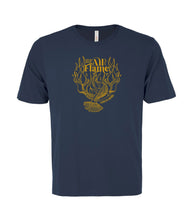 Load image into Gallery viewer, Carolyn Arends All Flame collectible t-shirt - gold ink on navy tee - men/unisex cut
