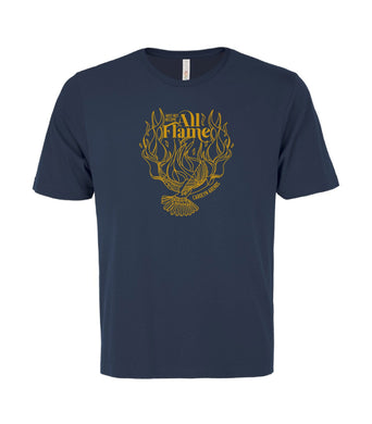 Carolyn Arends All Flame collectible t-shirt - gold ink on navy tee - men/unisex cut